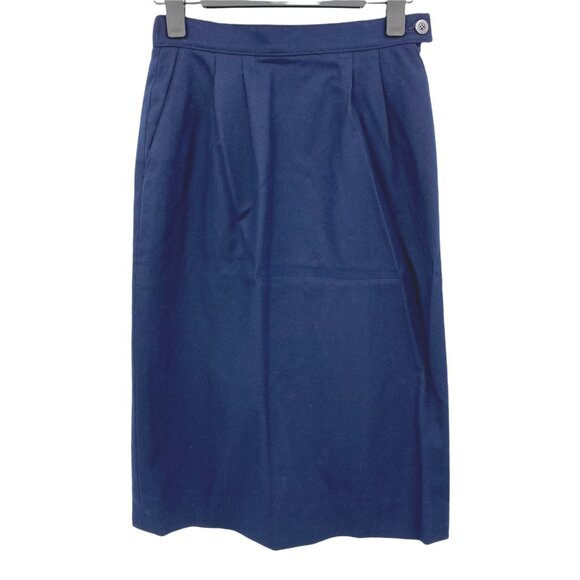 Vintage‎ Pendleton Modest Skirt Womens 6 Navy Blue Wool Pleated Lined Pockets - Picture 1 of 9